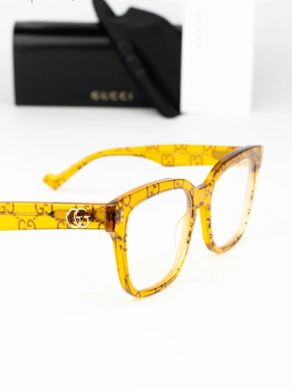 Gucci Women Eyeglasses Yellow Demo Square GG0958O 011 NEW AUTHENTIC